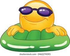 an inflatable float with sunglasses on it's head and arms, smiling