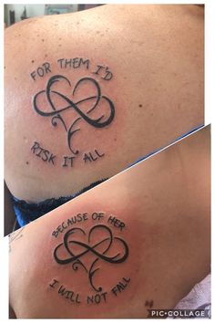 two tattoos that say for them i'd rise it all