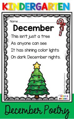 a christmas tree poem with the words december written on it