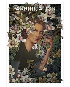 an illustration of a woman with flowers in her hair and the words annihilation