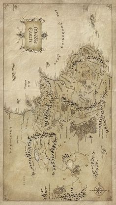 an old map is shown with animals and trees on it's sides, as well as mountains