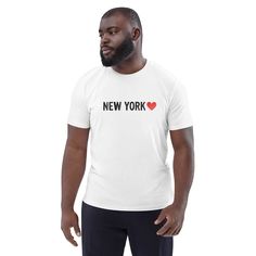 Unisex New York Love Organic Cotton T-shirt | Lush kicks Headband Jewelry, Halloween Men, Personalized Shoes, Jazz Music, Big Men, Baby Games, Personalized Accessories, Unisex Shirts, Ethical Fashion