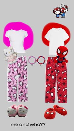 Spider Man Hello Kitty, Hello Kitty Matching, Matching Fits, Bff Matching, Grunge Pictures, Latina Outfits, Couple Fits