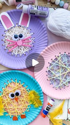 some paper plates that have been made to look like animals