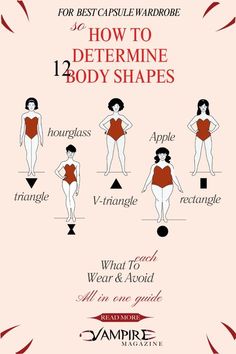 Body Shapes Women, Body Shape Guide, Dress For Body Shape, Types Of Body Shapes, Body Chart, Inverted Triangle Body Shape, Rectangle Body Shape, Triangle Body Shape