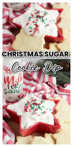 christmas sugar cookie dip recipe with cookies and sprinkles