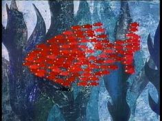 a painting of a red fish in the water