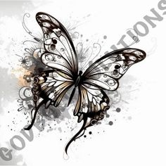 a black and white drawing of a butterfly