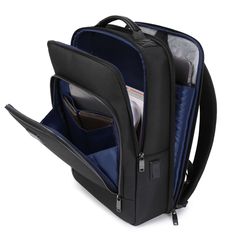 DESCRIPTION: For the Professional. For the Urban Adventurer. For the Traveler. Sophisticated and well-executed, our Professional Travel Vegan Backpack 202 was made for those who want a slim work / travel backpack. Vegan luggage has never been this reliable and functional. FEATURES: High quality 1680D polyester exterior. High density polyester lining. Padded and ventilated back for breathability and comfort. Multiple exterior pockets. Multiple interior pockets. Separate, padded laptop sleeve make Elegant Rectangular Travel Backpack, Elegant Backpack For Business Trips, Elegant Rectangular Backpack For Commuting, Business Trip Backpack With Functional Pockets, Versatile Business Standard Backpack Luggage, Black Backpack For Business Trips With Functional Pockets, Black Backpack With Functional Pockets For Business Trips, Modern Backpack For Business Trips, Business Backpack With Luggage Sleeve