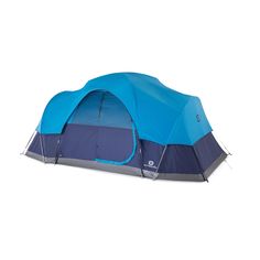 a blue and gray tent on a white background