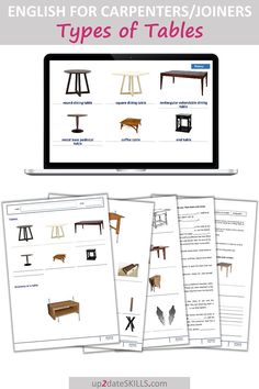 the english for carpenters / joinrs types of tables worksheet