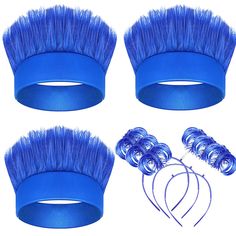 PRICES MAY VARY. 🔷Ample to Use: you will receive 3 pieces of blue hairy headbands in one package（Universal）, 3 piece of blue feathers ponytail headband (small style，Likewise, Suitable for most adult girls)，enough quantity can meet your needs for daily use and replacement, you can share with your friends and parents at the same time. 🔷Reliable for reuse: these fluffy blue wig costume headbands are made of polyester fiber, will not do harm to your own hair and skin, will not cause discomfort, ma Blue Wig Costume, Costume Headbands, Ponytail Headband, Funny Wigs, Yellow Headband, Spirit Day, Wig Costume, Blue Feathers, Mardi Gras Costumes