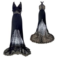 Chanel/Karl Lagerfeld Vintage Black Lace Evening Gown Spring/Summer 2005 Size 42FR Vintage Chanel Dress, Chanel Karl Lagerfeld, Black Lace Evening Gown, Chanel Dress, Lace Evening Gowns, Chanel Vintage, Vintage Chanel, Primavera Estate, Evening Gown