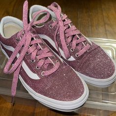 Like New Vans. A Little Dirt On The Midsole But Upper Is In Pristine Condition. Bottom Also Looks Unworn. Size 7 Women’s Vans Shoes Women, Glitter Vans, Vans Pink, Van Color, New Vans, Womens Vans, Shoes Women, Vans Shoes, Womens Shoes Sneakers