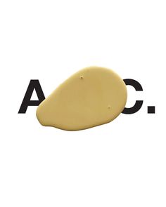 the word ac is written in black on a white background with an oval shaped object