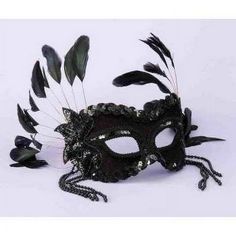 Black Masquerade Mask with Beads & Feathers Size: One Size. Masquerade Attire, Black Masquerade, Masquerade Ball Masks, Masks Black, Sequin Mask, Comfortable Headbands