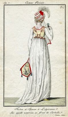 an illustration of a woman in a white dress with a red hat on her head