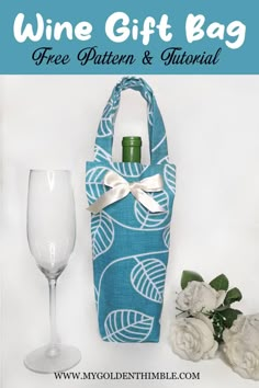 Easy! Wine Tote Sewing Pattern & Free Tutorial. Diy Denim Wine Bag, How To Make Wine Bags, Wine Bottle Carrier Pattern, Wine Bottle Holder Pattern, Wine Bottle Gift Bag Free Pattern, Fabric Wine Bottle Bag Free Pattern, Fabric Wine Bottle Holder Bag Tutorials, Diy Wine Bags Pattern, Fabric Wine Bags Diy Free Pattern