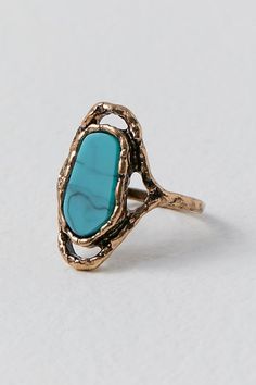 The perfect addition to your hand, this subtle stone ring elevates any look. **Features:** Statement style, hammered metal band, stone inlay **Why We | Dells Ring by Free People in Blue, Size: US 8 Adjustable Gold Spiritual Turquoise Ring, Unique Adjustable Nickel-free Turquoise Ring, Adjustable Vintage Nickel-free Turquoise Ring, Adjustable Nickel-free Bohemian Turquoise Ring, Bohemian Sterling Silver Turquoise Ring With Eco-friendly Gemstones, Free People Jewelry, Maximalist Style, Stone Inlay, Hammered Metal