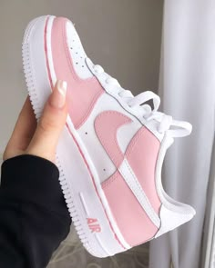 Pink&Air Force One Custom – insdrip White Sporty Sneakers, Jordan Rose, Pink Nike Shoes, Nike Shoes Girls, Nike Fashion Shoes, Preppy Shoes, All Nike Shoes, Nike Air Shoes, Air Force One