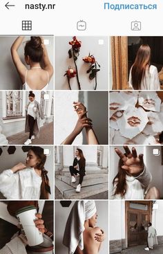 many pictures of people in white clothing and one has her hands on the back of another person's head