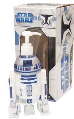 star wars r2d2 hand soap dispenser with box on white background