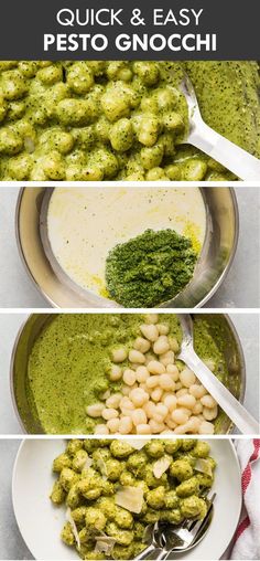 the steps to make pesto gnocchi sauce