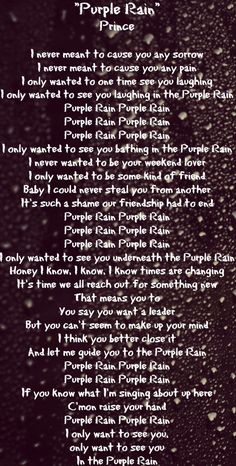 a poem written in black and white with water droplets on the glass, which reads purple rain