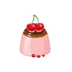 a cross stitch pattern of a cupcake with cherries on top