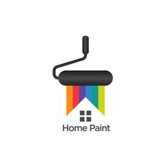 the logo for home paint, which is designed to look like a house with a rainbow painted roof