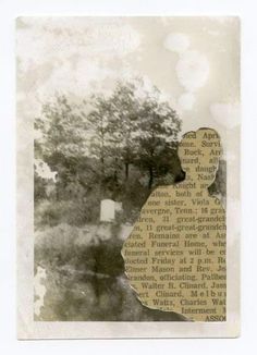 an altered photograph of a person with trees in the background