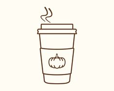 a coffee cup with a pumpkin on the side