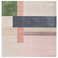 an abstract rug with different colors and shapes