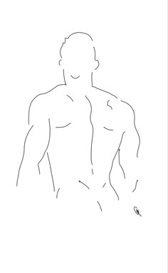 a drawing of a man's torso in black and white, with one hand on his hip