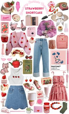 Strawberry Shortcake Character Outfits, Outfits Based On Characters, Strawberry Shortcake Characters Outfits, Dreamcore Aesthetic Outfits, Swat Costume, Strawberry Shortcake Outfits, Nostalgia 80s, Strawberry Shortcake Costume, Strawberry Outfit