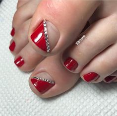 Red Pedicure Designs, Red Toenail Designs, Red Pedicure Ideas, Trendy Acrylics, Red Toe Nails, Summer 2024 Trends, Red Pedicure, Red Toenails