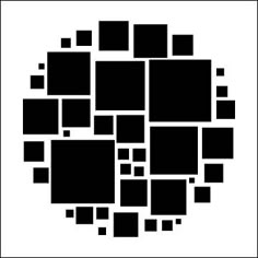 an abstract black and white square pattern on a white background with squares in the center