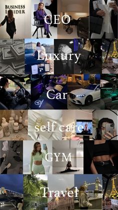 the collage shows many different types of cars