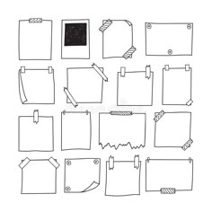 a set of hand drawn paper notes with different shapes and sizes on white background royalty illustration