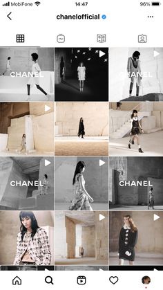 an iphone photo collage with the words chanel on it and images of models