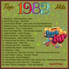 the back to the 80's album cover for top 982 hits, featuring various music