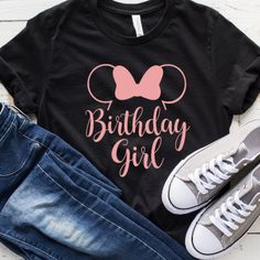 Disney Birthday Shirt For Women, Plus Size Disney Outfits, Bday Shirts, Disney Hacks, Htv Ideas, Disney Birthday Shirt, Custom Disney Shirts, Disneyland Birthday, Disney Family Vacation Shirts