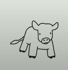 a black and white drawing of a cow on a gray background with the word,