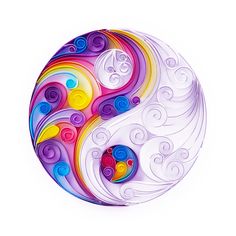 a colorful yin - yang symbol is shown on a white background with swirls in the center