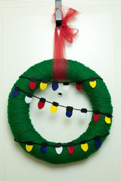 a christmas wreath hanging on the wall