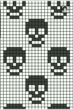 a cross stitch pattern with skulls on it