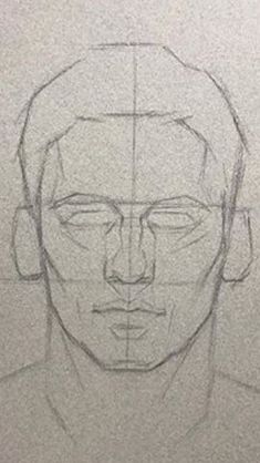 a drawing of a man's face with glasses on top of his head and one eye