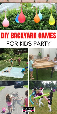 DIY Backyard Games For Kids Party Easy Birthday Party Games, Summer Party Diy, Toddler Party Games, Diy Summer Decor, Diy Yard Games, Fun Backyard, Home Party Games, Activities Ideas