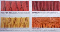 an advertisement showing different types of pleated fabrics