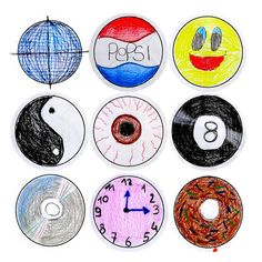 six different colored donuts with faces drawn on them, each one has a clock